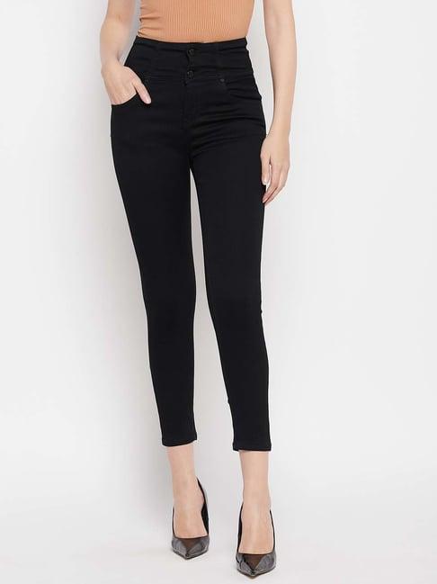 madame black cotton mid rise jeans