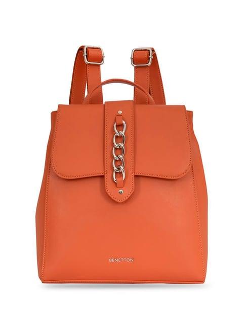 united colors of benetton astrid rust pu solid backpack