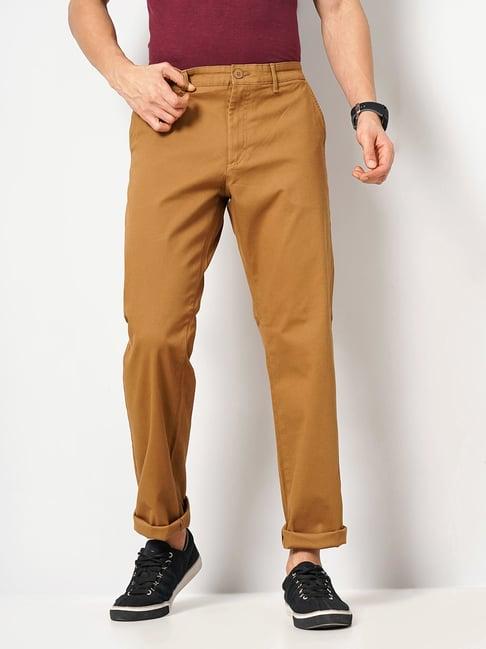 celio* camel straight fit chinos