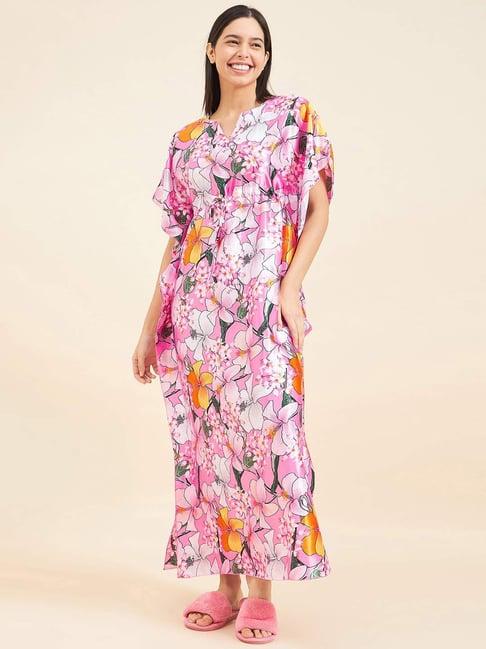 sweet dreams pink floral print kaftan