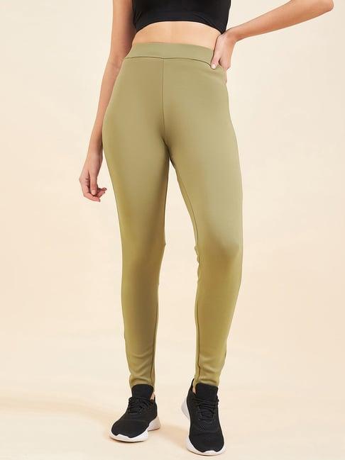 sweet dreams olive green printed sports tights