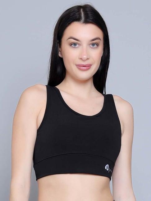 n-gal black logo print sports bra