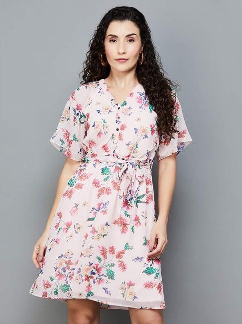 code by lifestyle pink floral print blouson dress