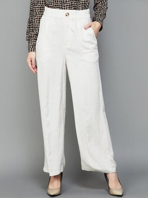 code by lifestyle white mid rise palazzos