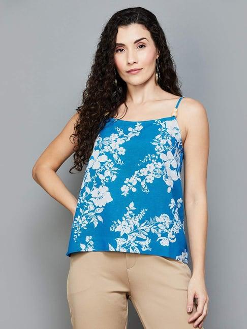 code by lifestyle blue floral print top