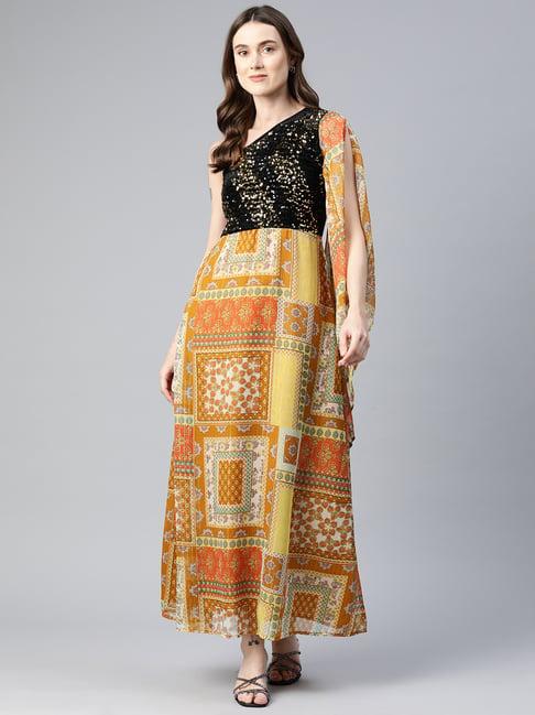 cottinfab gold embellished maxi dress