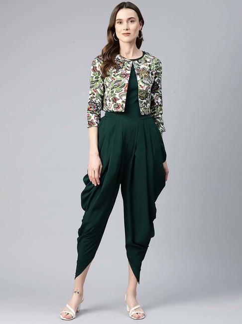 cottinfab green jumpsuit with jacket