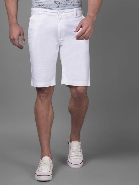 crimsoune club white cotton slim fit shorts