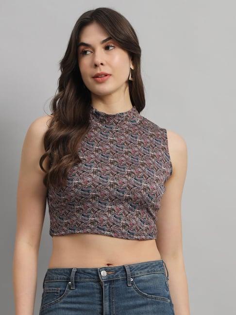 scorpius multicolor floral print crop top