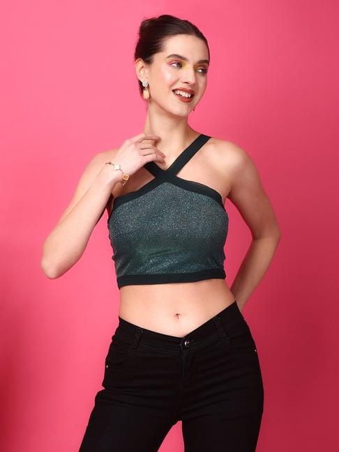 scorpius green embellished crop top