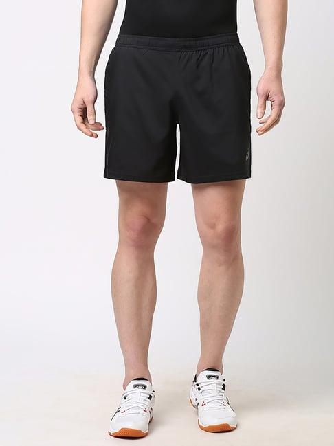 asics black regular fit reflective sports shorts