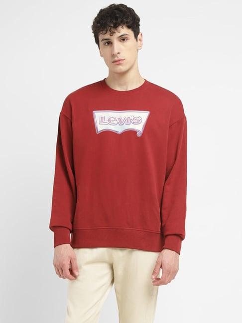 levi's red relaxed fit logo printed sweatshirt