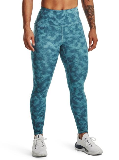 under armour blue printed mid rise sports tights