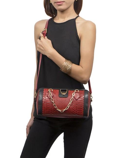 hidesign bogota 04 a red leather textured sling handbag