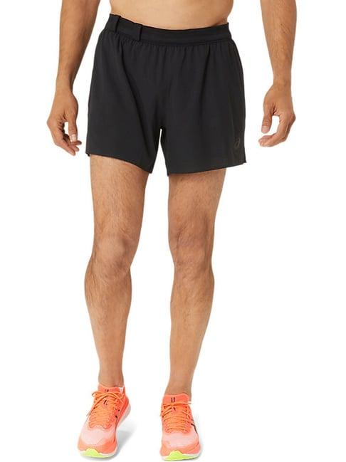 asics performance black regular fit sports shorts