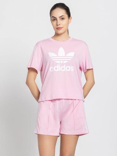 adidas originals pink printed sports t-shirt