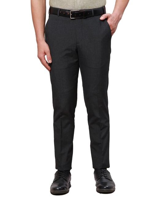 park avenue dark grey super slim fit flat front trousers