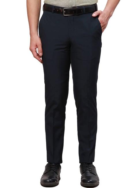 park avenue navy super slim fit flat front trousers