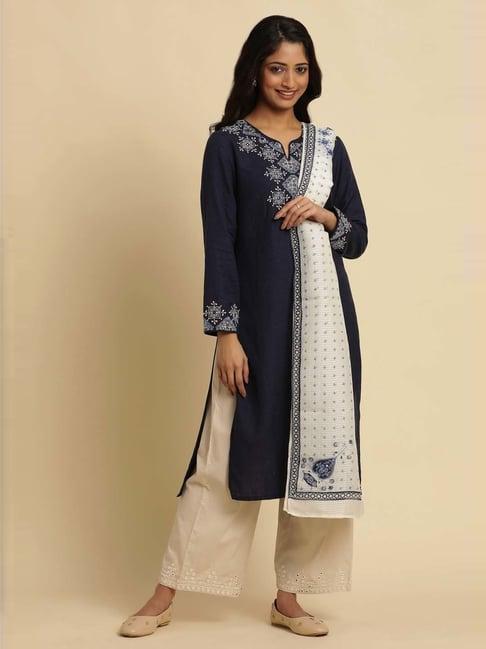 w white printed dupatta