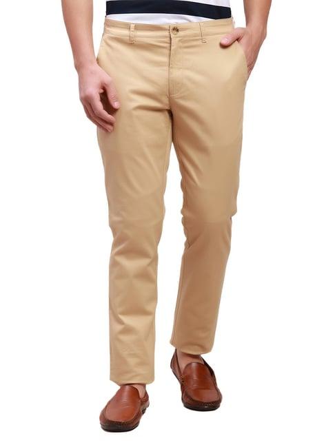 colorplus khaki super slim fit flat front trousers