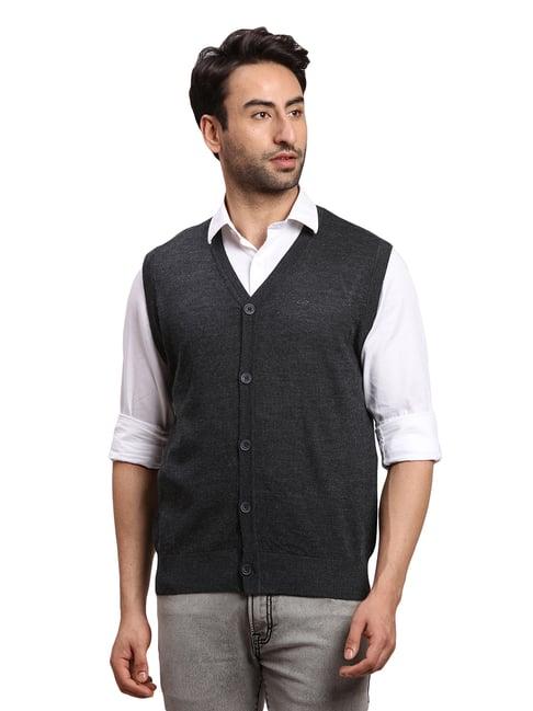 colorplus dark grey regular fit v neck cardigan