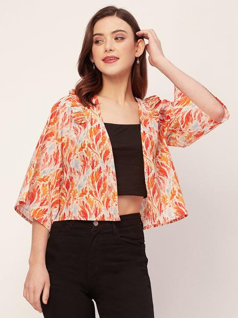 moomaya orange cotton printed jacket