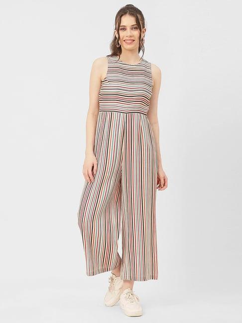 moomaya multicolor cotton blend striped jumpsuit