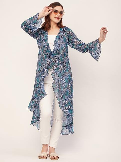 moomaya blue printed shrug