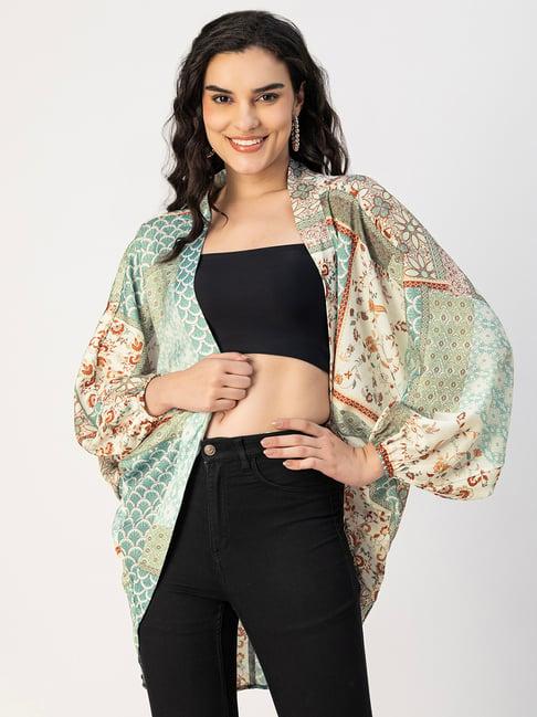 moomaya green floral print shrug