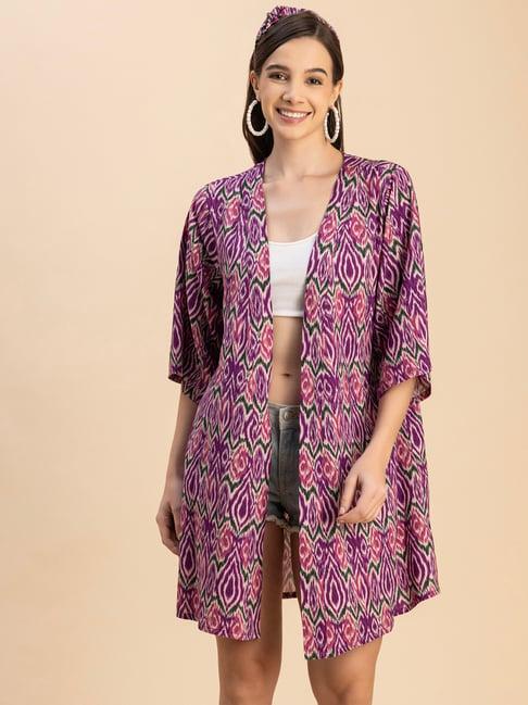 moomaya purple printed shrug