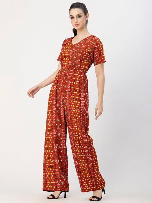 moomaya rust printed jumpsuit