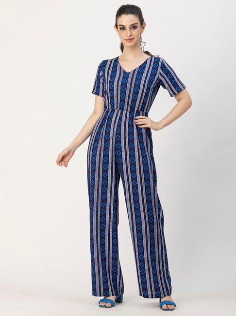 moomaya navy printed jumpsuit