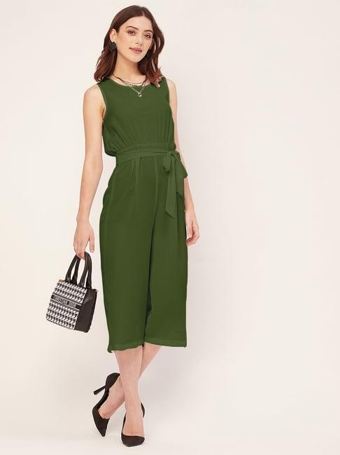 moomaya olive georgette midi jumpsuit