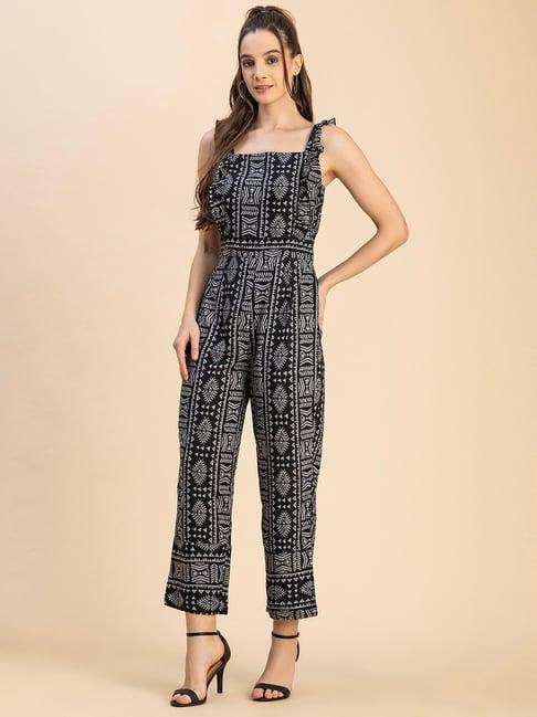 moomaya black printed jumpsuit