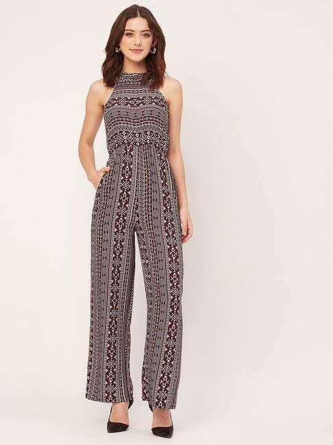 moomaya brown printed jumpsuit