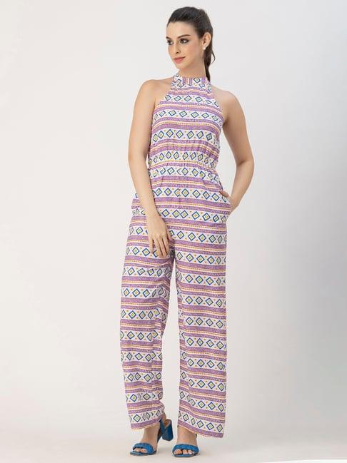 moomaya white & pink printed jumpsuit