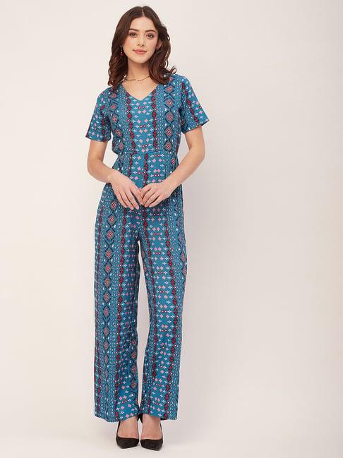 moomaya blue printed jumpsuit