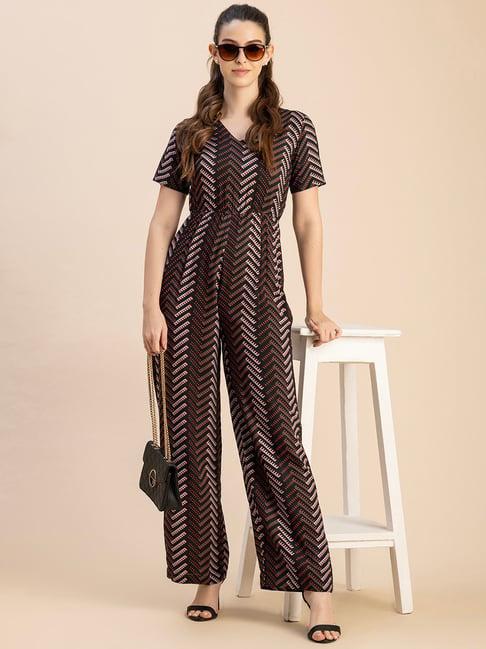 moomaya black printed jumpsuit