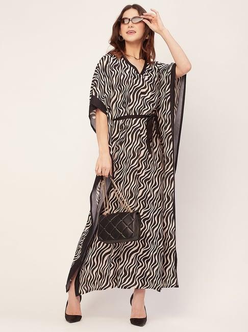 moomaya black & beige animal print kaftan dress