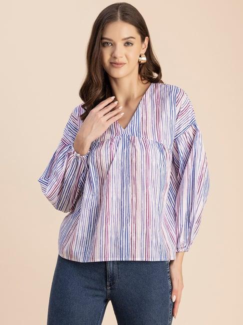 moomaya multicolor cotton striped top