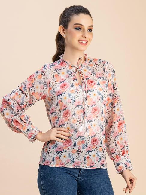 moomaya pink floral print top