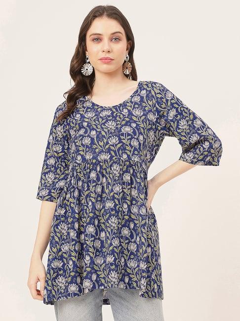 moomaya blue floral print top