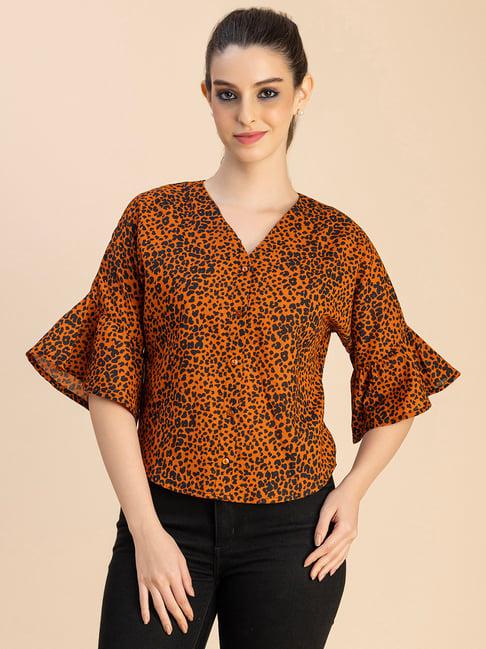 moomaya orange cotton printed top