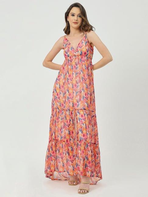 moomaya multicolor floral print maxi dress