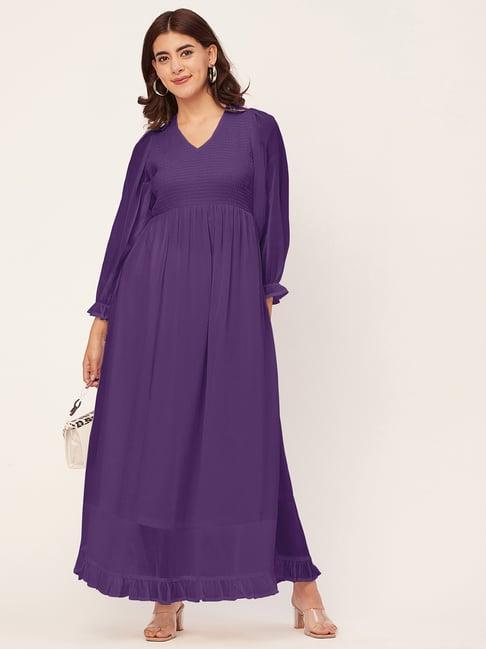 moomaya dark purple regular fit maxi dress