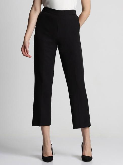 allen solly black regular fit formal pants