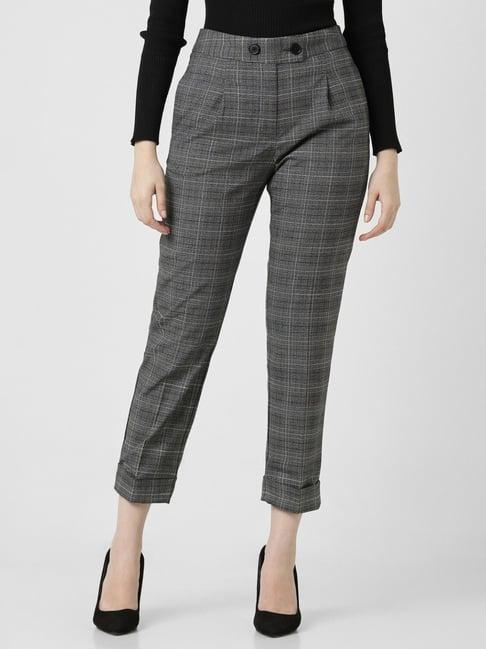 van heusen grey chequered formal pants