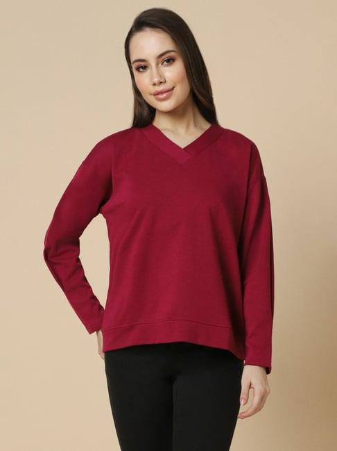 allen solly maroon regular fit sweatshirt