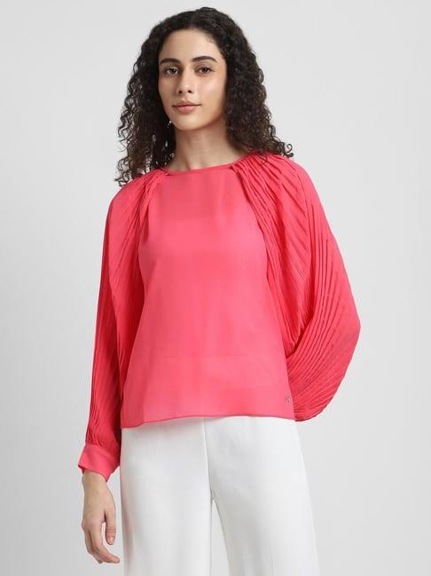 allen solly pink pleated top