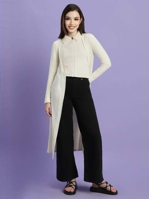 forever 21 white regular fit long shrug